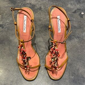 Oscar de la Renta Orange Beaded Sandals
